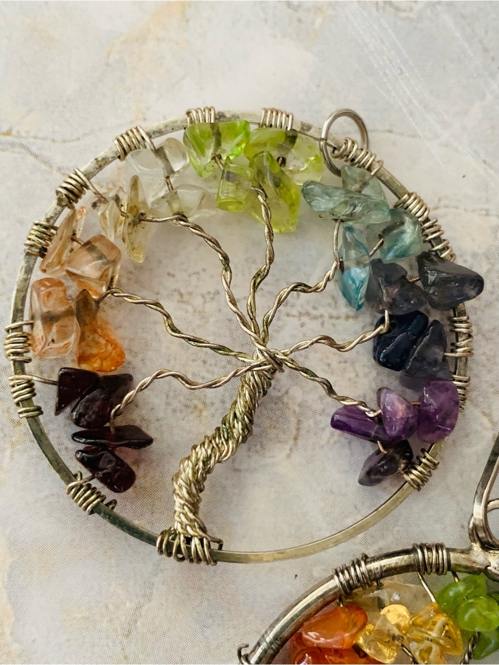 Rainbow Chakra Tree of Life Pendants Multicolor Gemstone - Picture 3 of 4